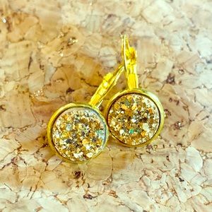 Gold druzy lever back earrings